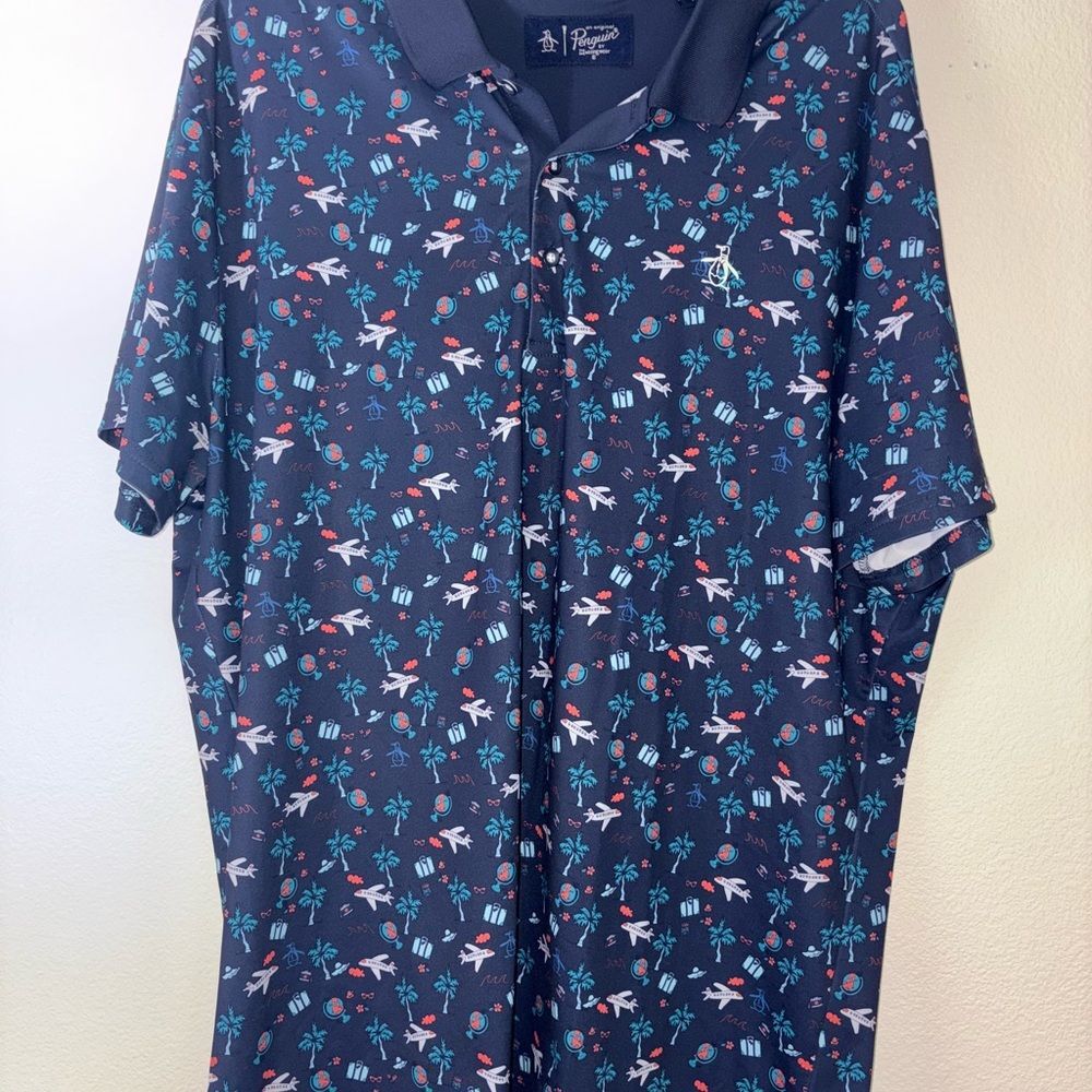 SOLD Original Penguin Dark Blue Patterned Polo Shirt